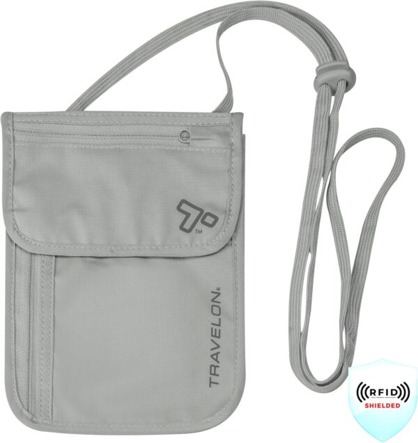 Travelon Rfid Blocking Undergarment Neck Pouch Travel Wallet, Gray, One Size - Image 2