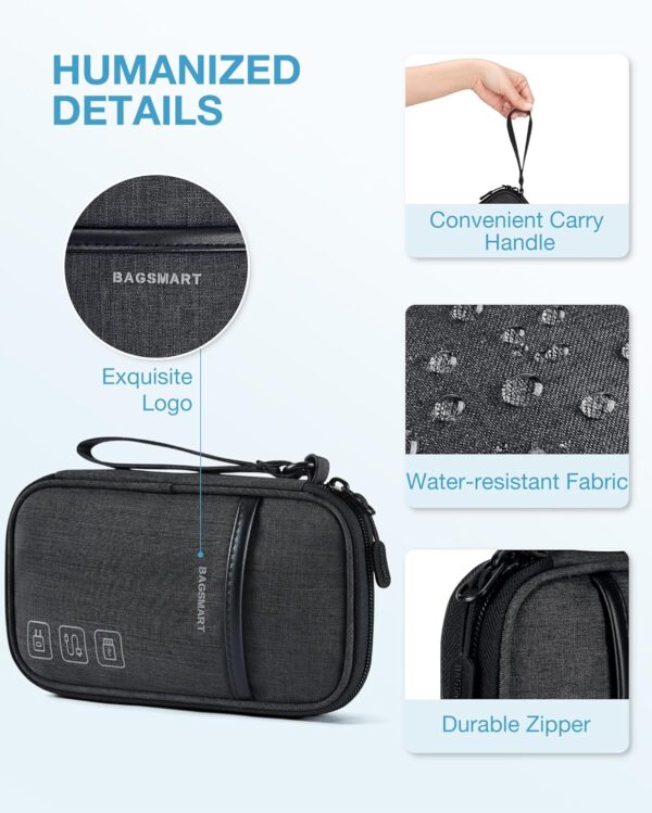 BAGSMART Cord Organizer Travel Cable Organizer Bag Tech Electronic Organizer Travel Case, Travel Essentials for Charger, Cable, Phone, Flash drive, Single Layer - Black - Image 5
