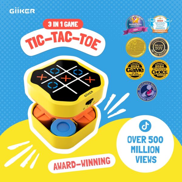 GiiKER Tic Tac Toe Bolt Game, Original 3-in-1 Handheld Puzzle Game, Portable Travel Games for Car Ride, Toys Gift Idea for Kids and Adults, Birthday Gifts for Boys Girls - Image 2