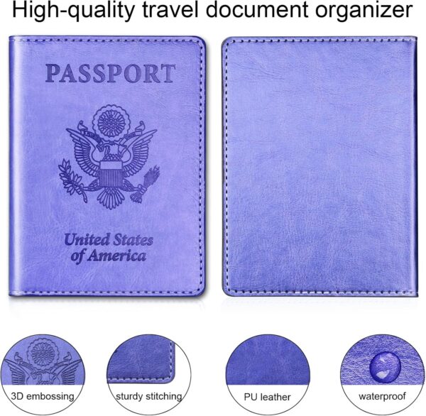 Herain Passport Holder Cover Wallet Case for 2 Women Men Family, Passport Book Holders Covers Wallets Travel Must Haves Cruise Ship Essentials (pink & purple) - Image 5