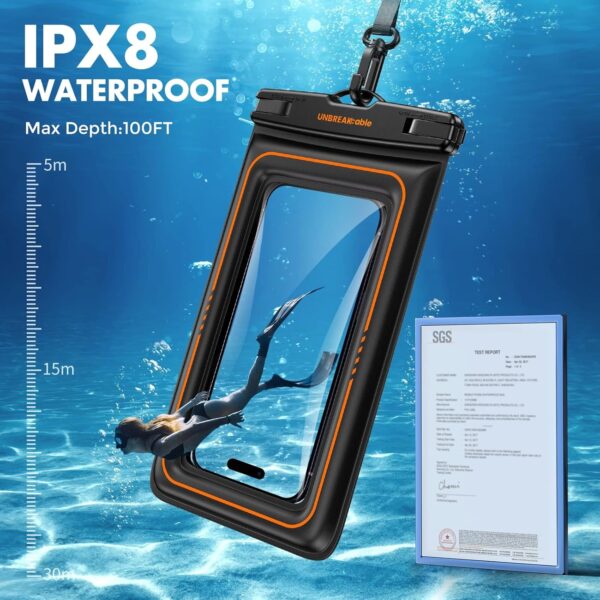 UNBREAKcable Floating Waterproof Phone Pouch 2 Pack, IPX8 Waterproof Phone Case Dry Bag Kayak/Beach/Cruise Travel Essentials, Water Proof Pouch for iPhone 16 15 Pro Max, Samsung S25 Ultra S24 S23-7" - Image 3