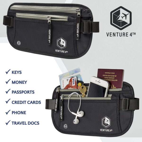 Slim Minimalist Design Money Belt, RFID Blocking for Men & Women - Ideal for Keeping Your Cash, Credit Card, Passport, Phone Safe When Traveling (Black) - Image 7