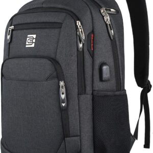 Laptop Backpack,Business Travel Anti Theft Slim Durable Laptops Backpack with USB Charging Port,Water Resistant College Computer Bag for Women & Men Fits 15.6 Inch Laptop and Notebook - Black