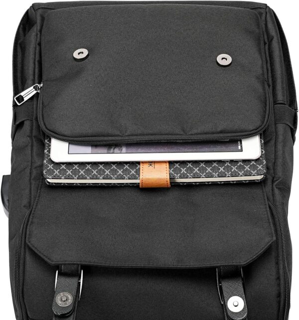 YALUNDISI Vintage Backpack Travel Laptop Backpack with usb Charging Port for Women & Men College Backpack Fits 15.6 Inch Laptop Black - Image 5