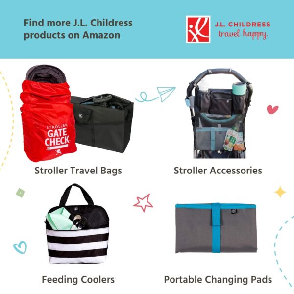 J.L. Childress Gate Check Bag for Car Seats - Travel Bag for Airplane - Includes AIRTAG Holder - Fits All Baby Car Seats, Infant Carriers & Child Booster Seats, Red - Image 6